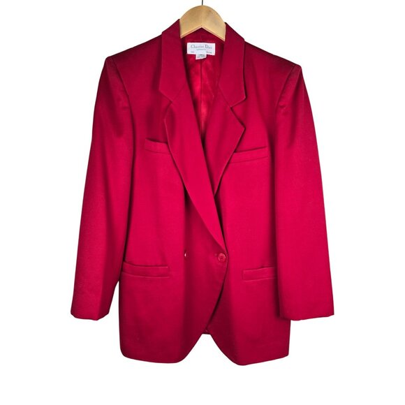 VINTAGE Christian Dior Separates Red Double-Breasted Blazer Jacket Power Suit - Picture 1 of 12